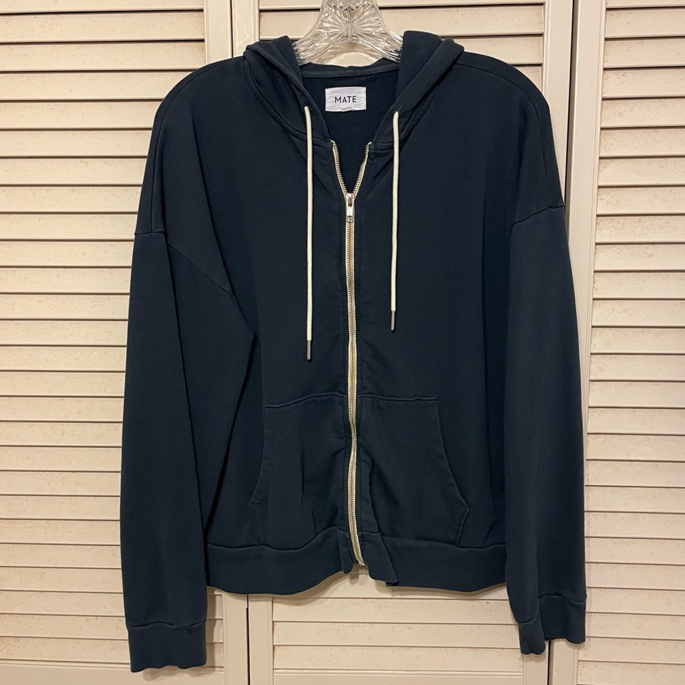 MATE the Label Organic Terry Zip Hoodie - MIDNIGHT / L